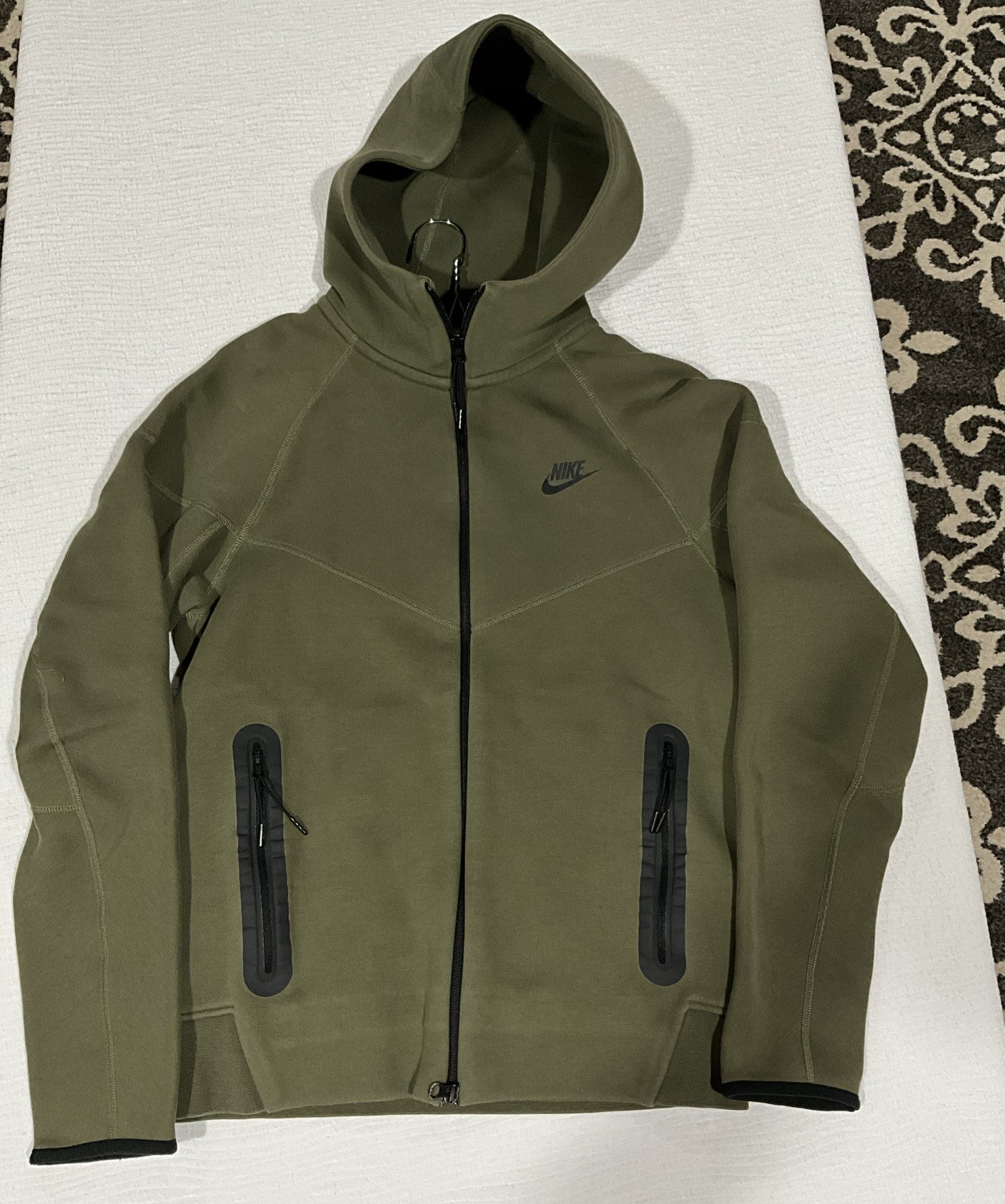 Nike Tech Fleece Olive Green Zip-up Sweatshirt Mens Small Pre-Owned!