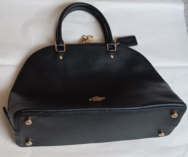 AUTHENTIC COACH SIERRA DOME LEATHER SATCHEL ELBOW BAG PURSE F57524 BLACK