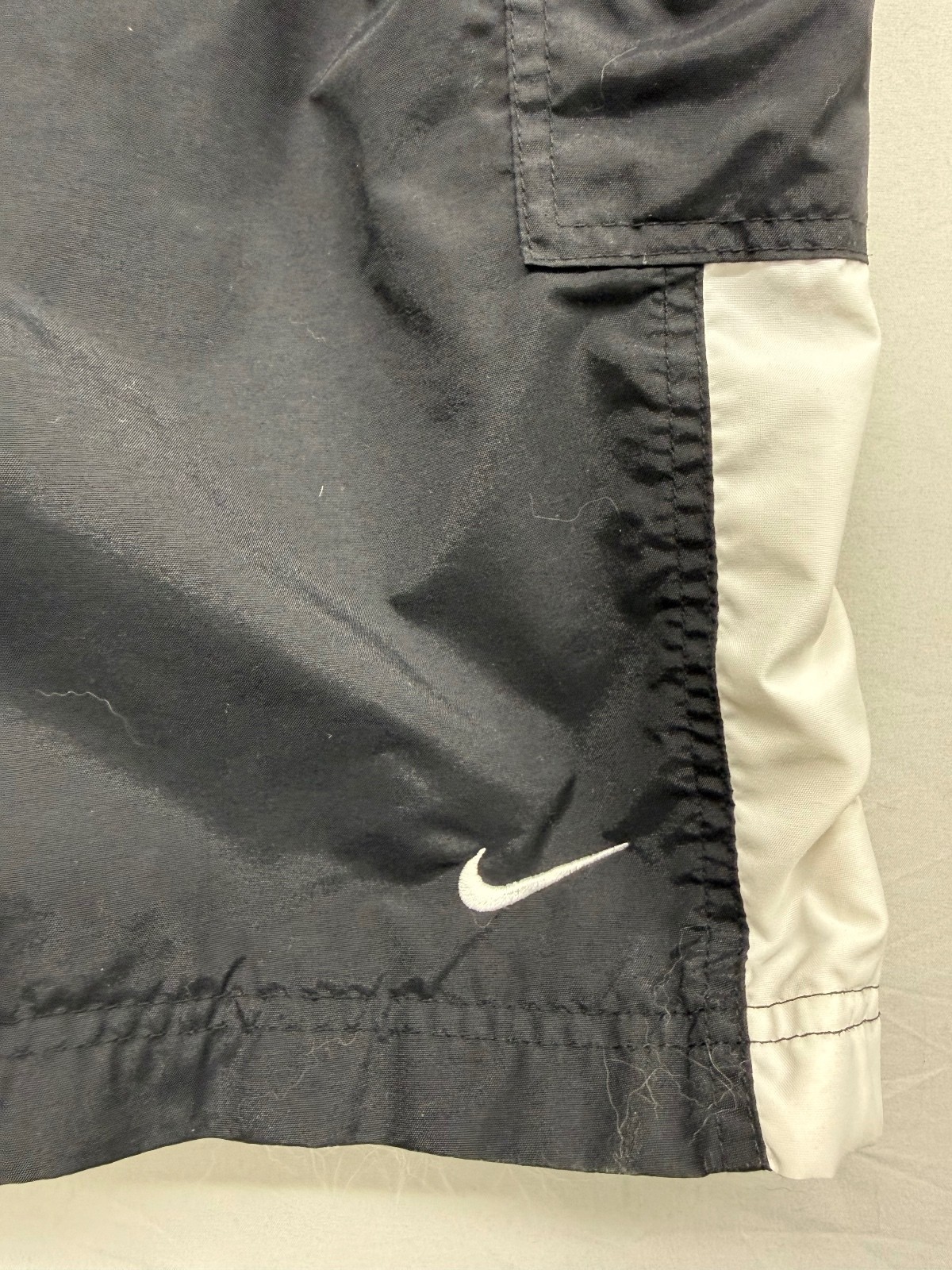 Vintage Nike Grey Tag Cargo Track Pants Black White Striped Baggy S