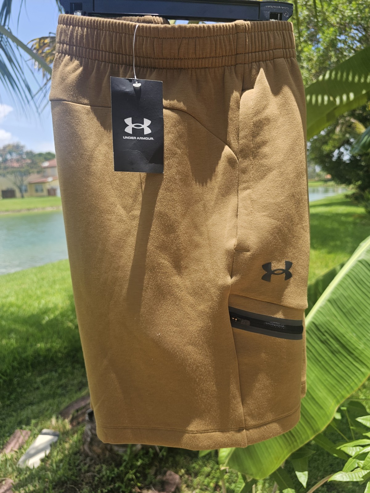 Under Armour Men’s Unstoppable Fleece Shorts Size 2XL Brown 1379809 498