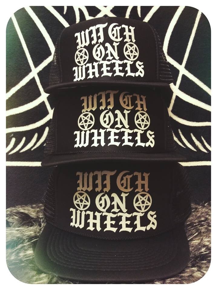 WITCH ON WHEELS goth hat aesthetics 90’s mall racing womans helmet seat cover 2k