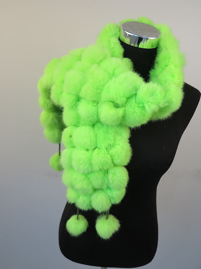 100% real rabbit fur pom poms scarf/ cape/ wrap 7 wonderful color available