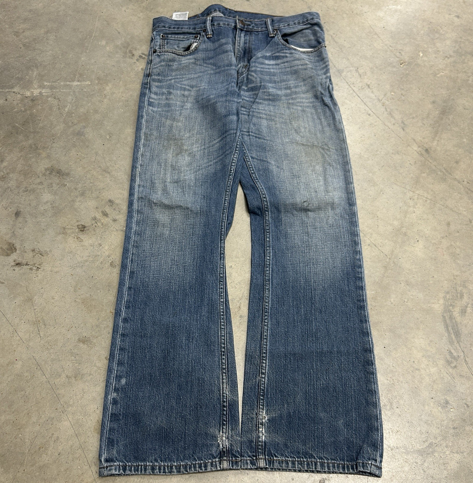 2000s Y2K style Grunge Levi’s 527 Low Bootcut Faded Cobweb Honeycomb 34×32