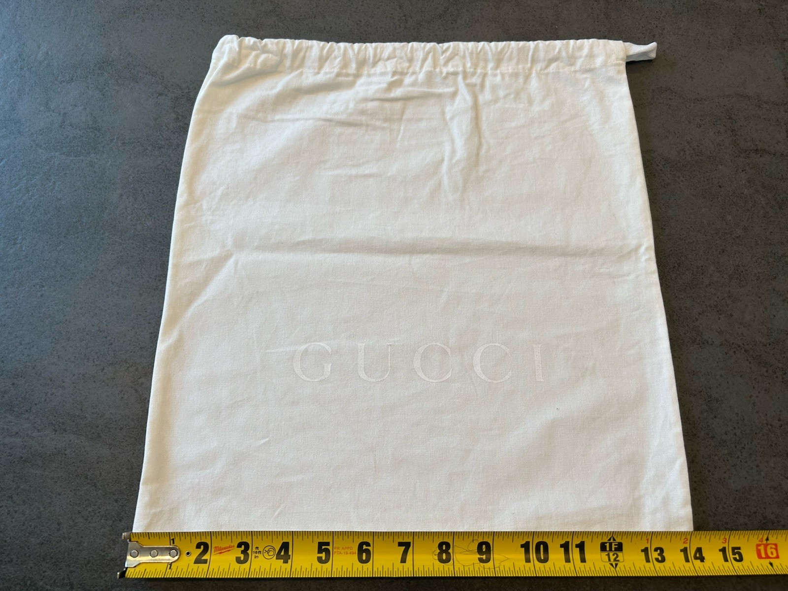 Gucci Storage Drawstring White Dust Bag Authentic 14 X 15 Inch