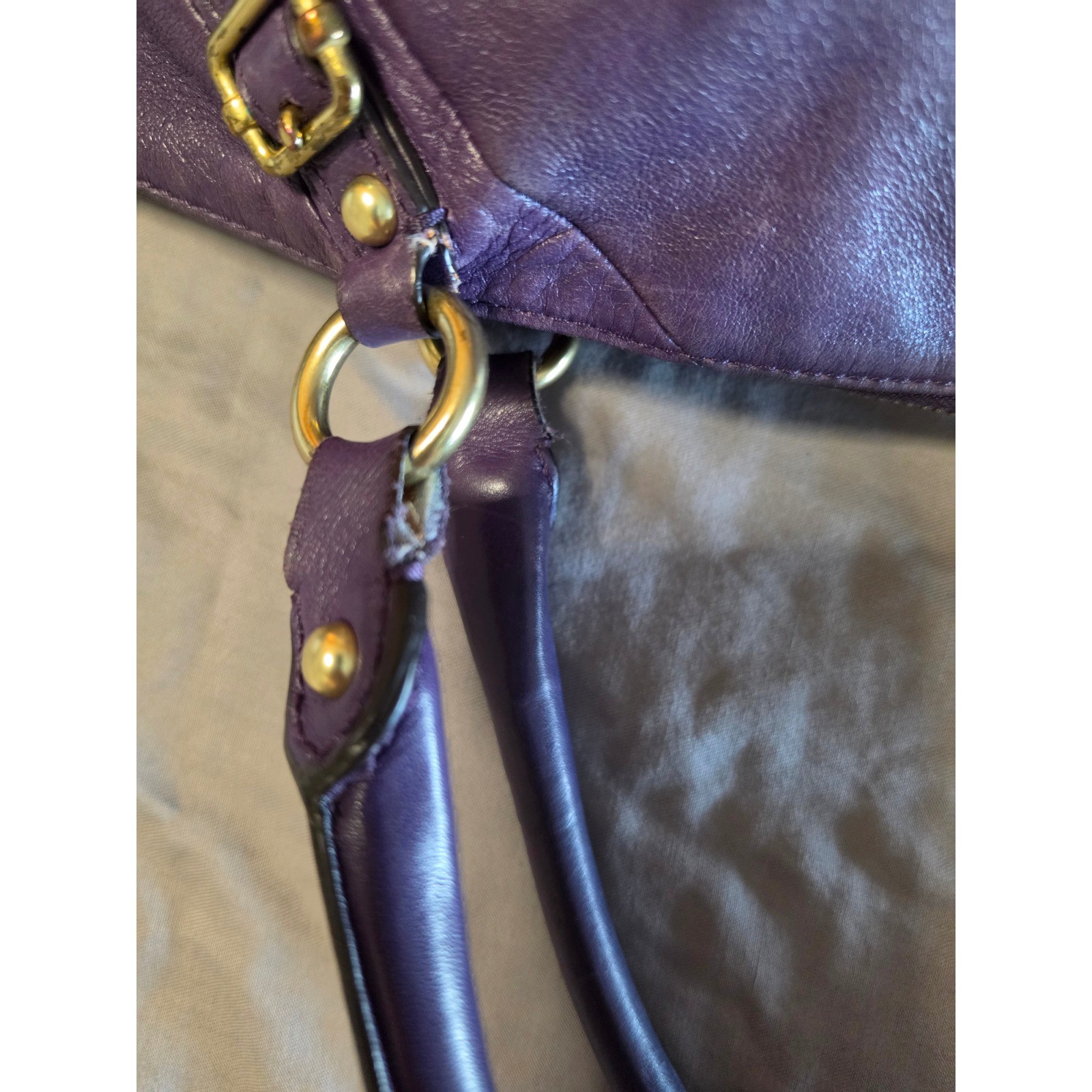 Coach Madison Sophia Purple Leather Satchel Shoulder Bag Gold Hardware 18609