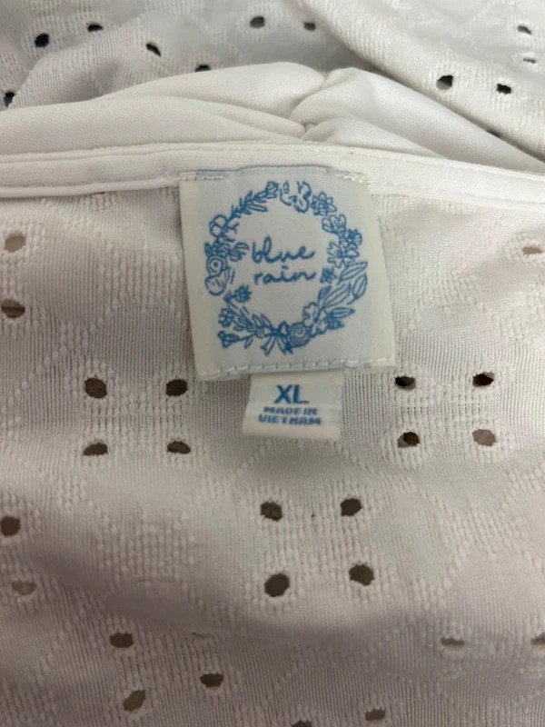 Blue Rain White Eyelet Puff Sleeve Peplum Top Size XL