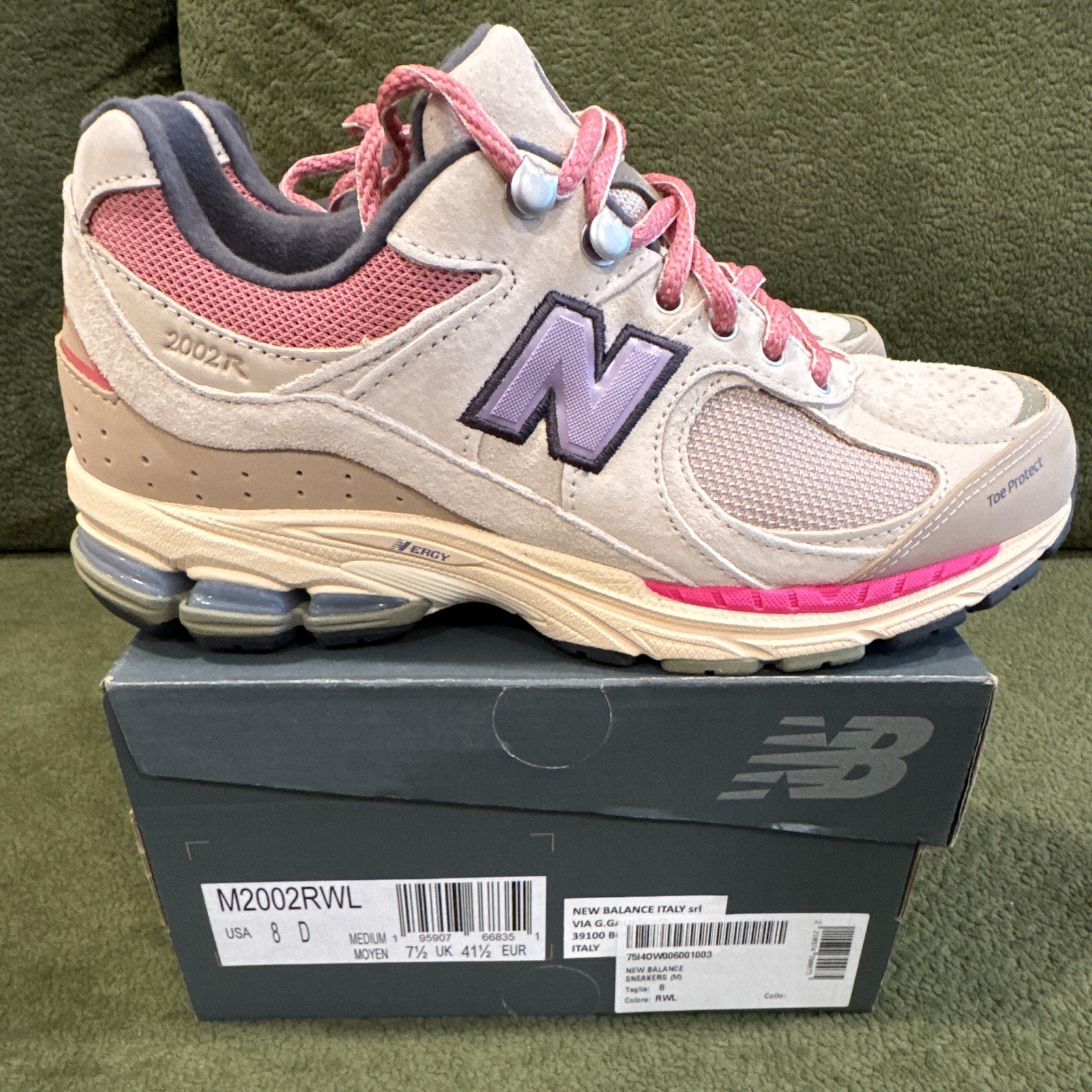 New Balance 2002R Hiking Pack Low Top Suede Sneakers Beige Pink Purple