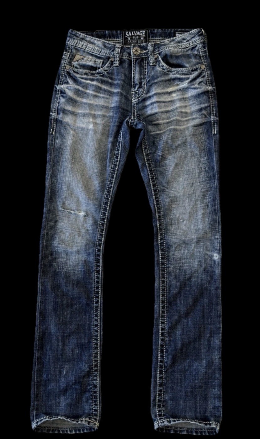 Salvage HAVOC Slim Straight Stretch Buckle Jeans ~ Men’s Size 28 x 32