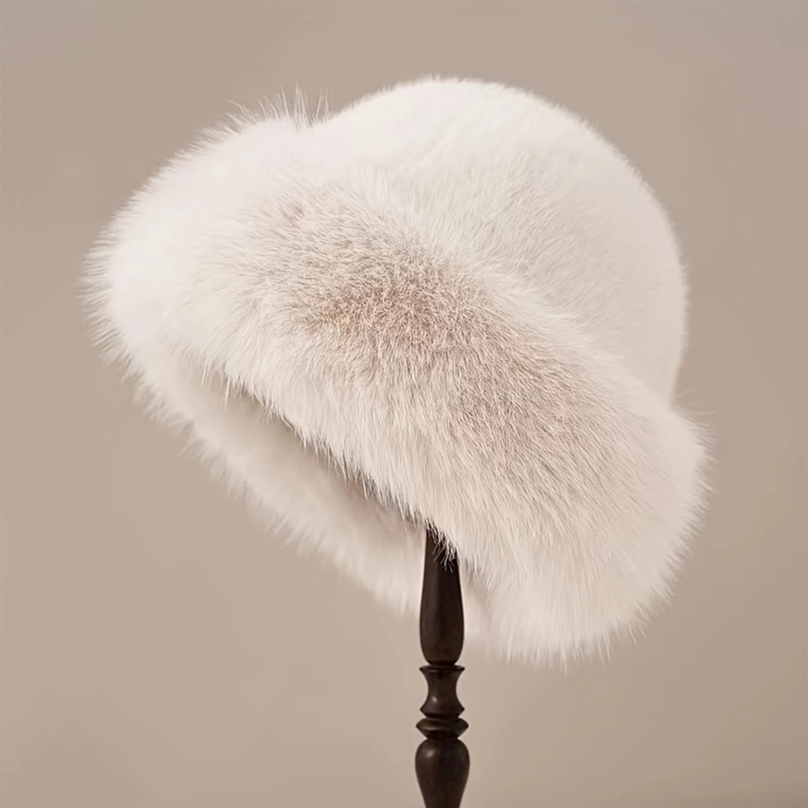 Thicken Plush Warm Fur Hat Fluffy Beanie Warm Thick Hat Mongolian Caps for
