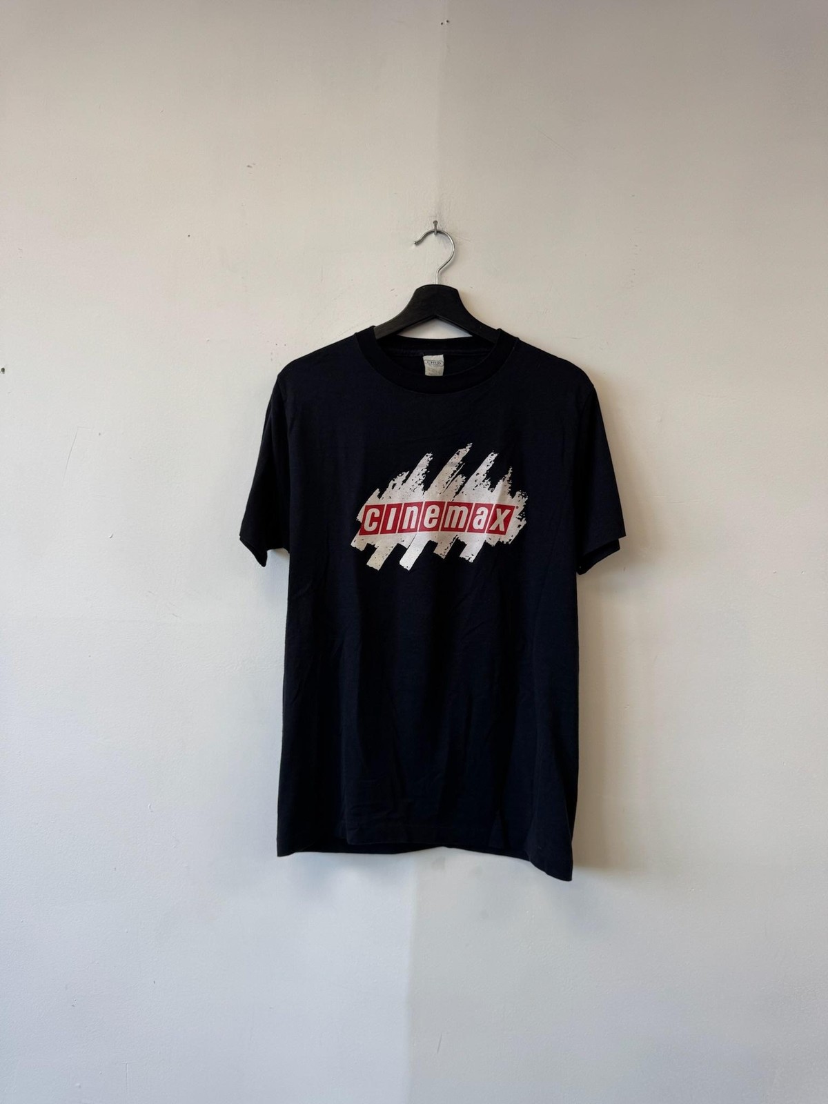 Vintage Cinemax Shirt Mens Small Black Ched By Anvil Movie Graphic Promo 80s