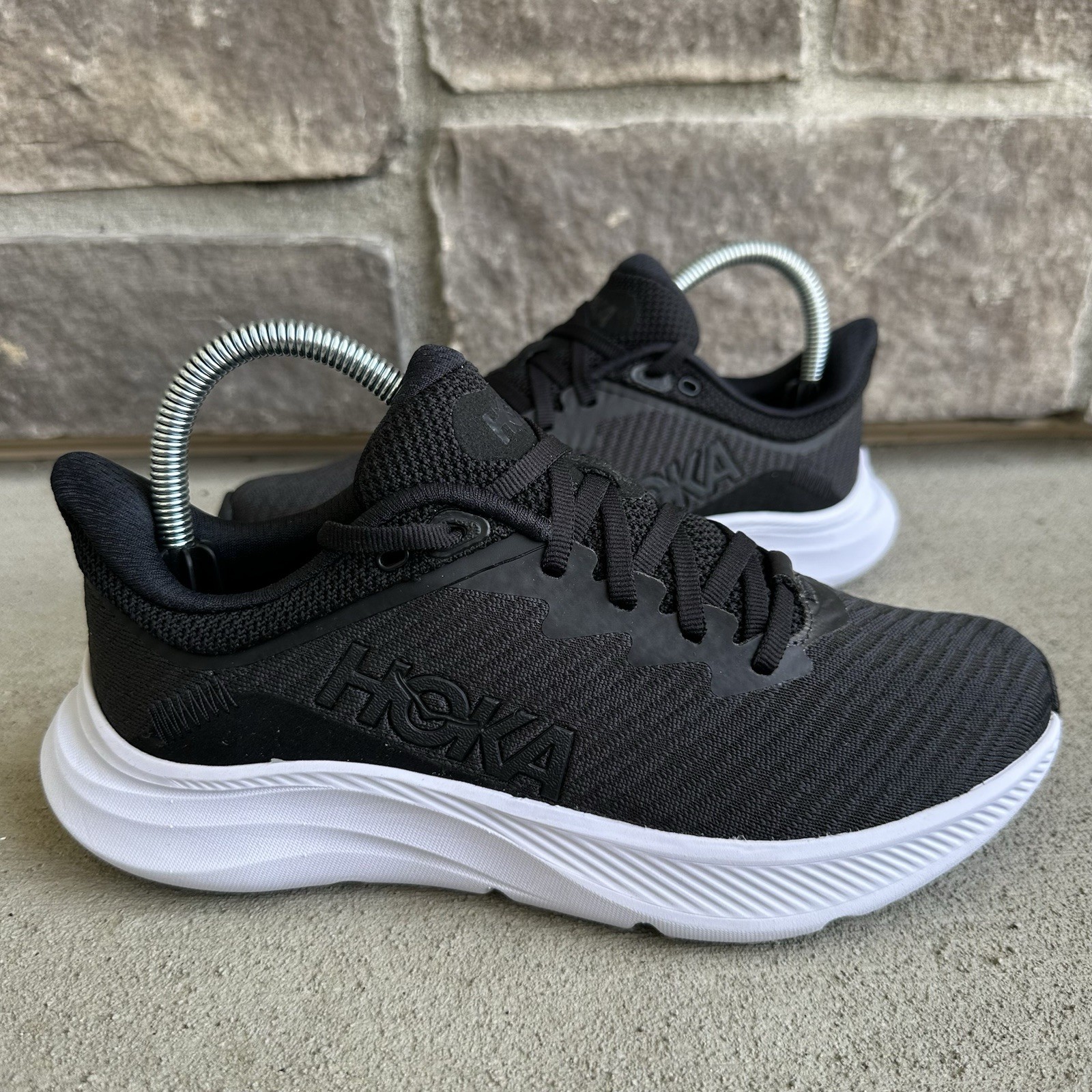 Womens 7 B – Hoka One One Solimar Black White Athletic Running Shoes Sneakers