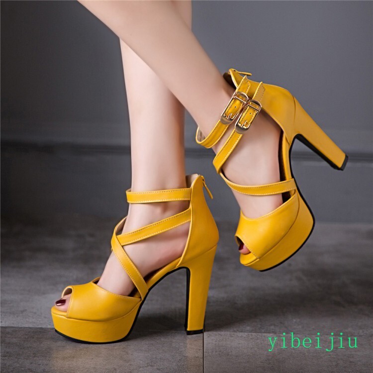 Women’s Cross Strap Roman Sandals Leather High Heel Shoes Dress Formal Plus Size