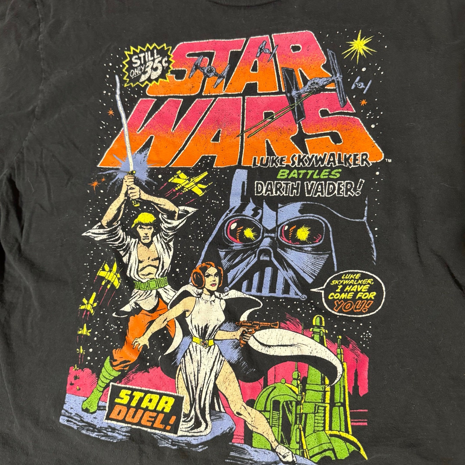 Mad Engine Star Wars Luke Skywalker battles Darth Vader comic tshirt