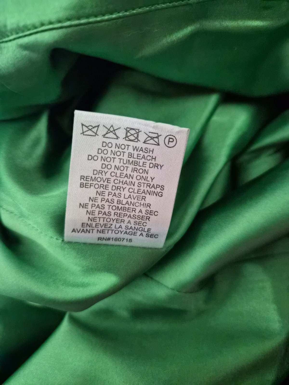 Retrofete Easton Chain Strap Mini Dress Green Satin Size Small NEW Flawed