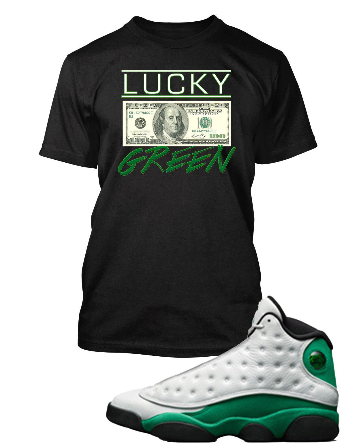 Sneaker Tshirt Lucky Green Tee Shirt To Match Air J13 Lucky Green Big Tall Sm