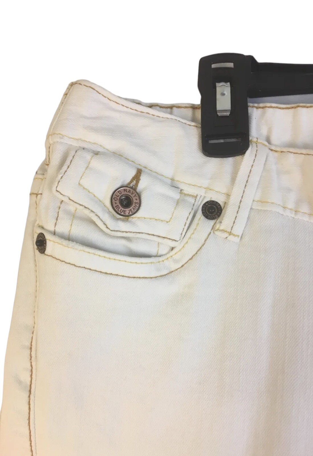 Old Navy MATERNITY Cropped Jeans Sz-10 White Embroidered Stretch No Panel NEW