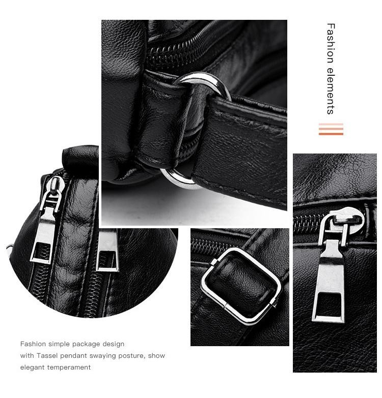 Women’s Soft Leather Crossbody Bag, 2025 Retro Multi-pocket Shoulder Handbag