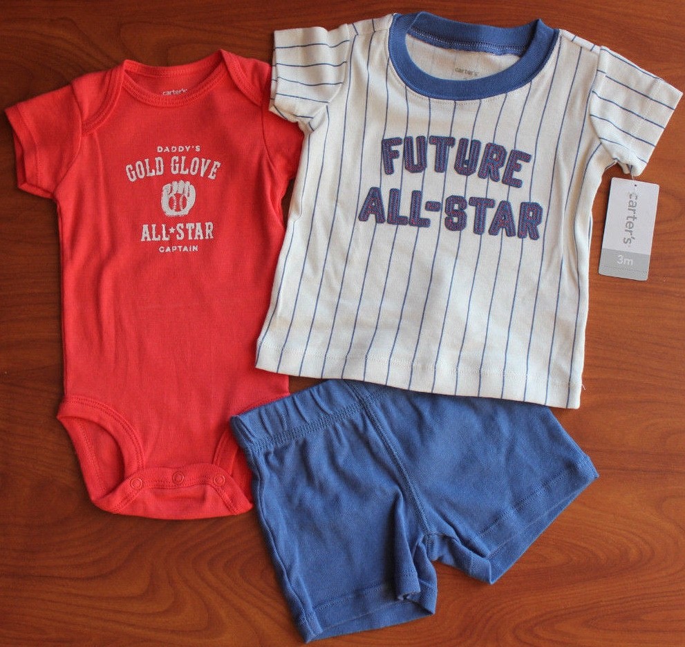 NEW BABY BOYS CARTERS 3 PIECE SET DADDYS ALL STAR BASEBALL SZ 3M 6M 9M 12M