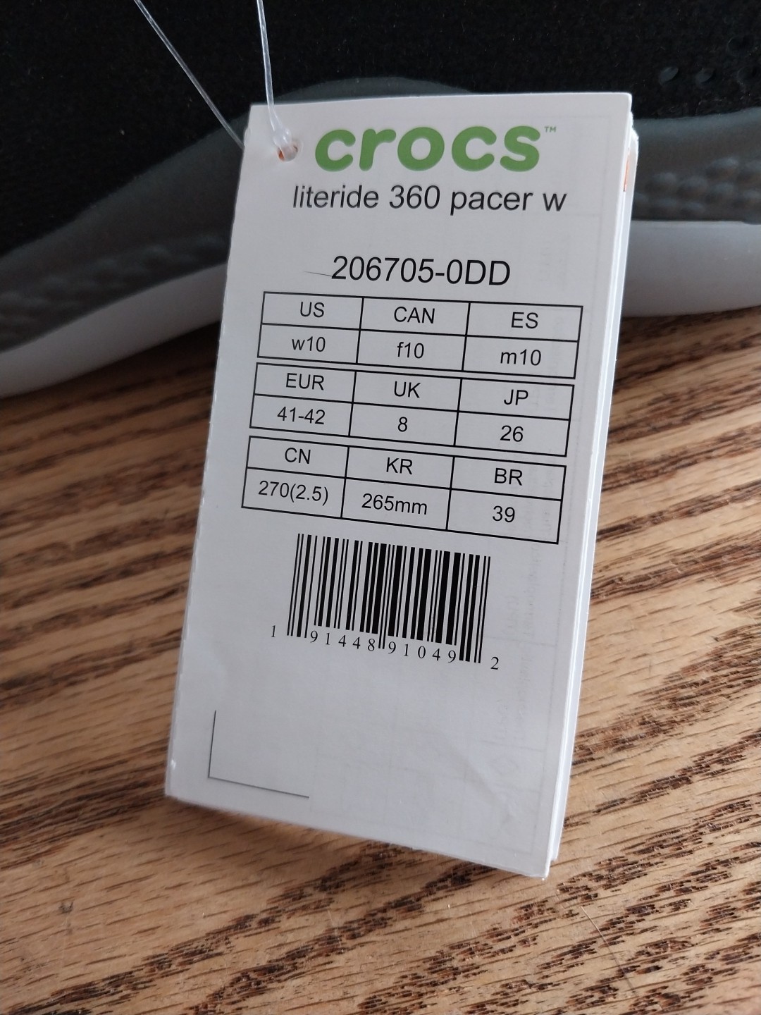 NWT Crocs Literide 360 Pacer Lace Up Shoes Black Grey Womens Sz 10