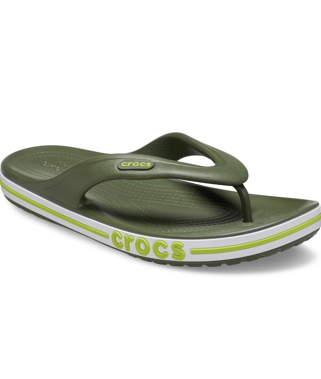 Crocs Bayaband Flip Flops Grey Grn Mens 7 Women 9 Unisex Sandals Iconic Comfort