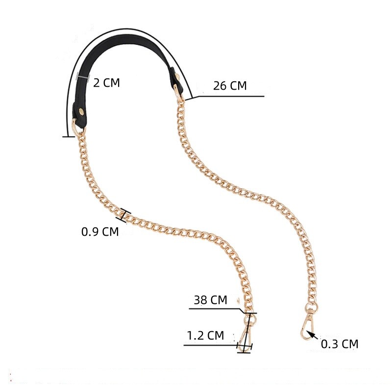 Metal Leather Chain Replacement Crossbody Shoulder Handbag Bag Strap 58CM-200CM