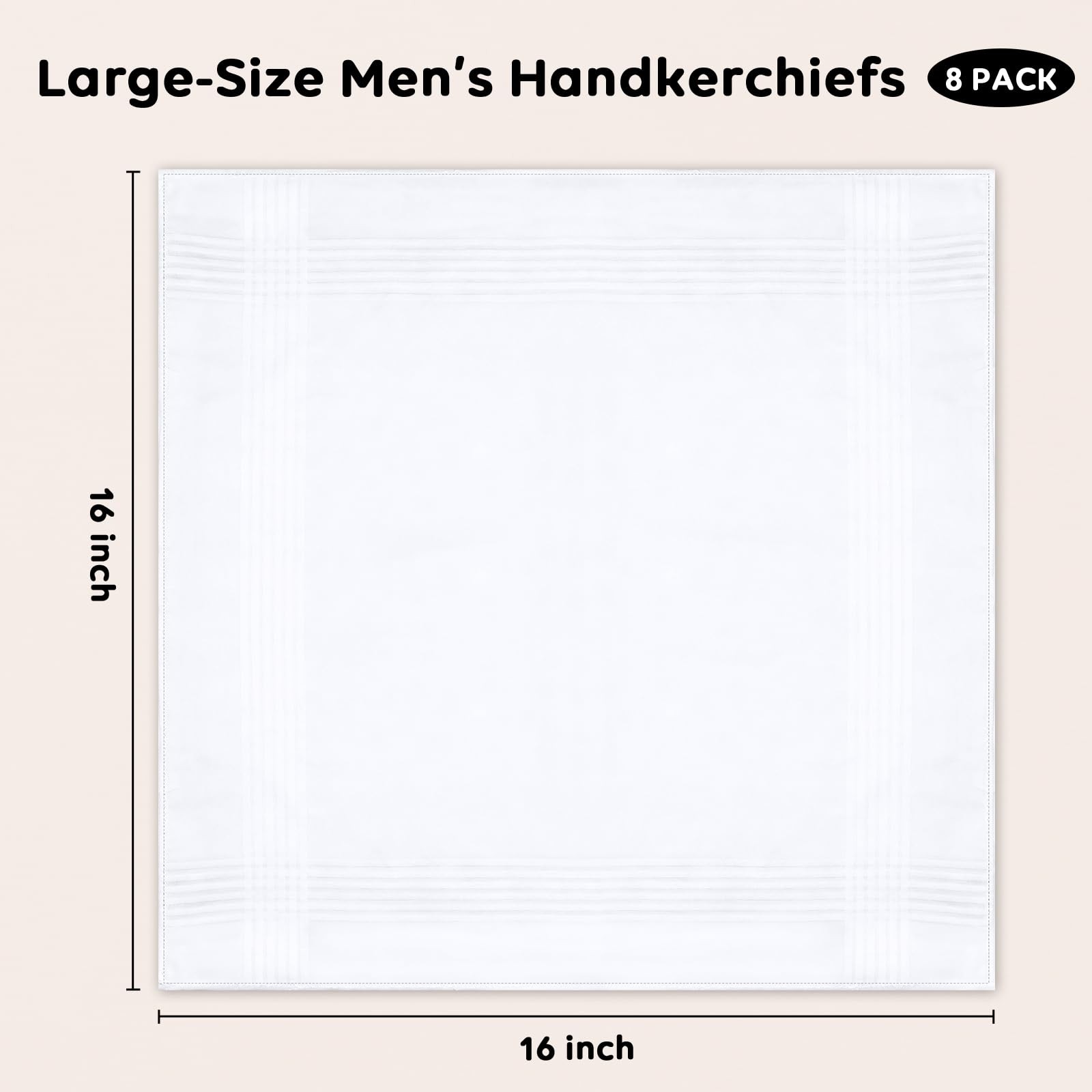 Pfesuqo 8 Pack Handkerchiefs for Men, 100% Soft Cotton White X-Large,