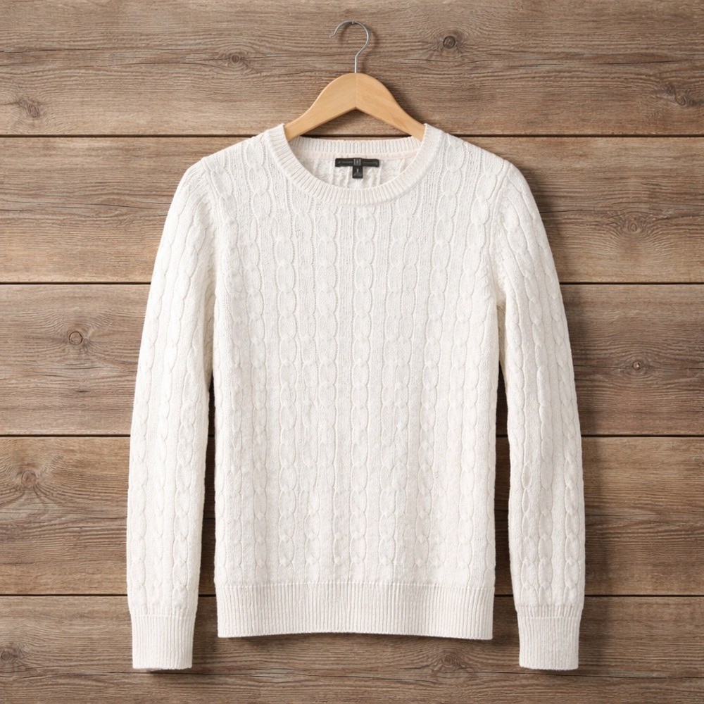 Gap Cable Knit Sweater Cream Off White Angora Blend Small
