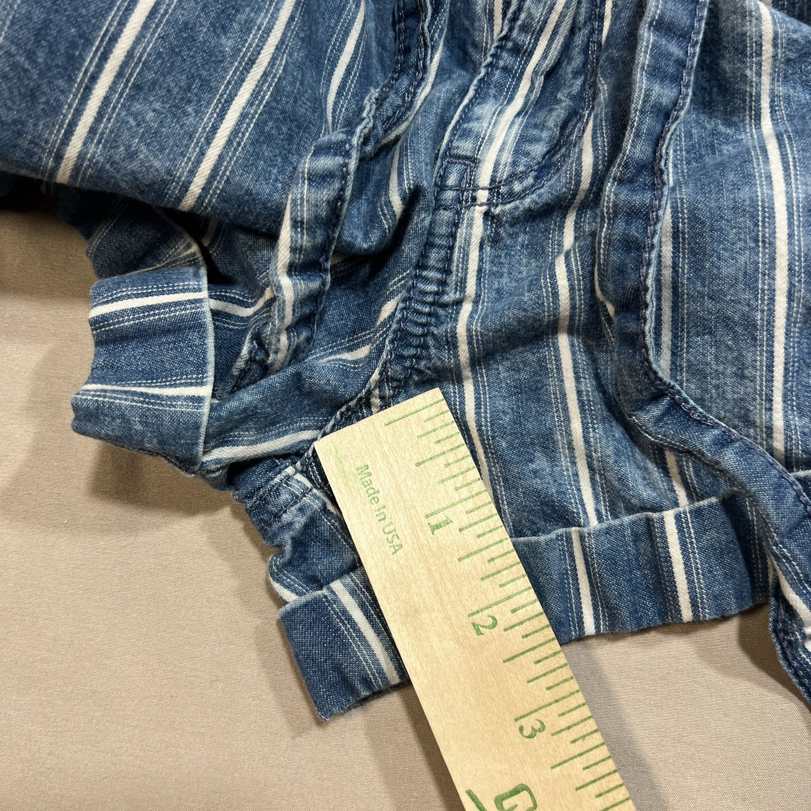 American Eagle Pinstripe Chambray High-Waisted Striped Paperbag Shorts – Size 4
