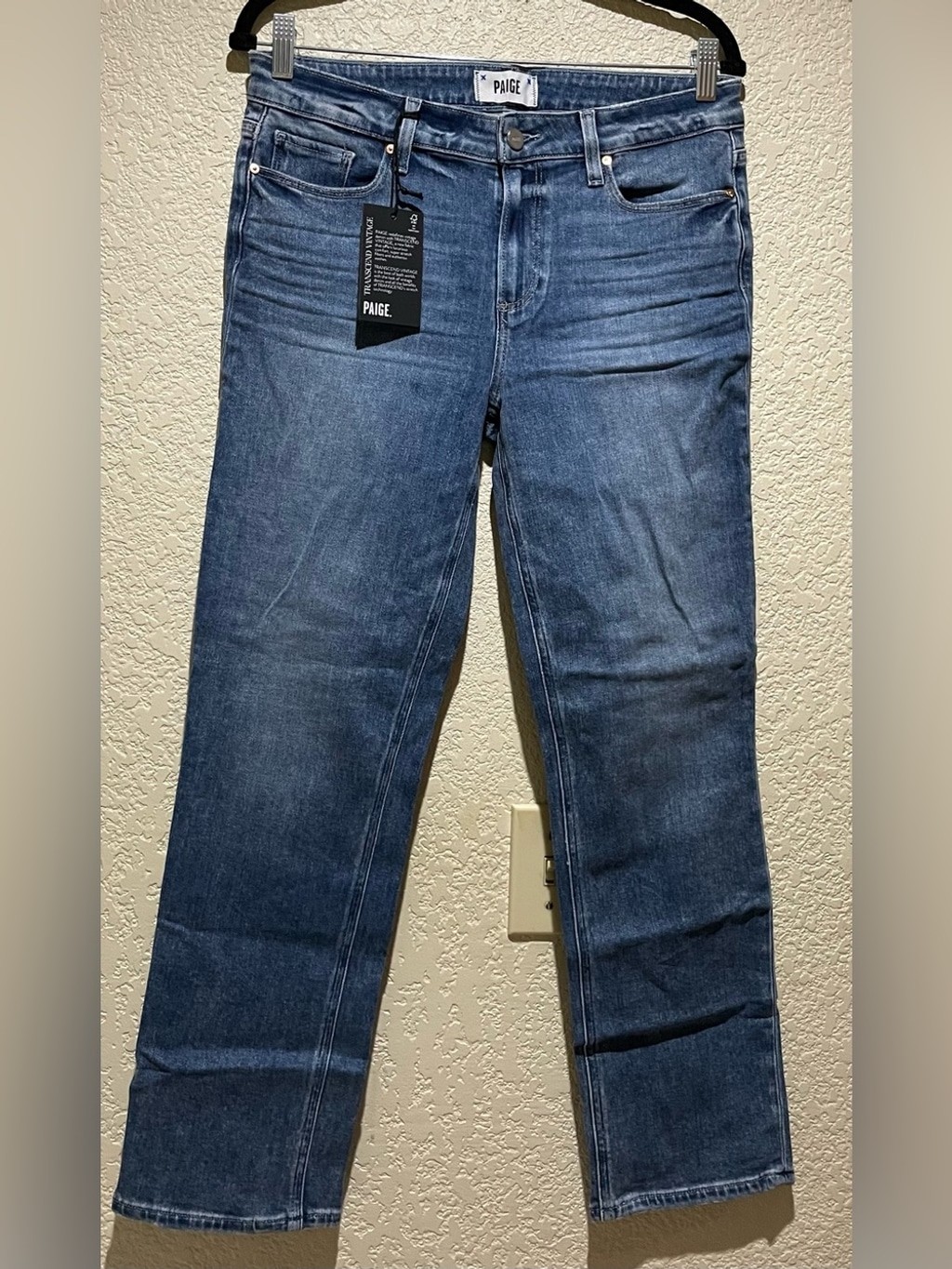 PAIGE Amber NWT Mid Rise Straight Ankle Tapestry Blue Jeans Size 30