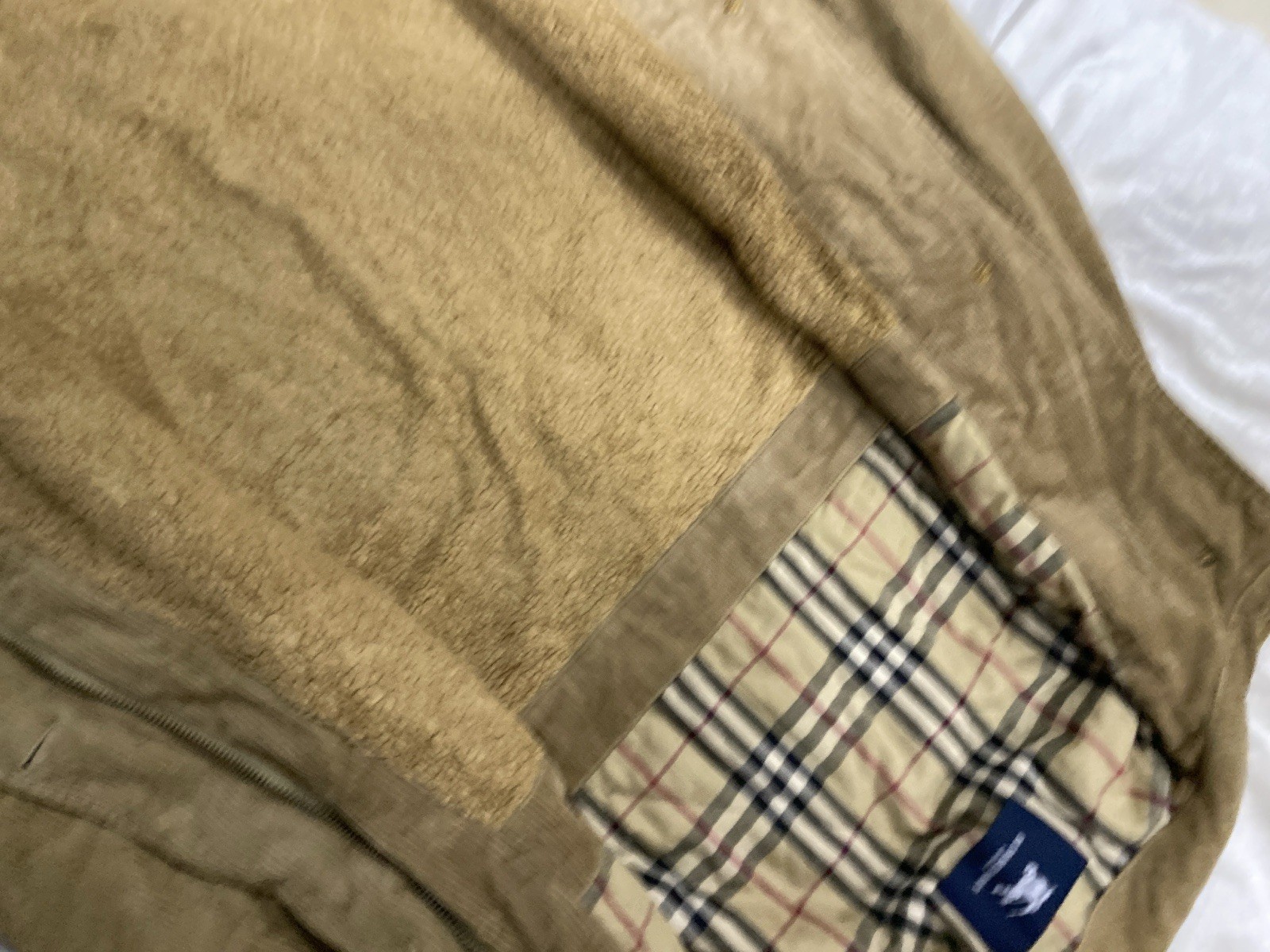 VTG Burberry London Corduroy Jacket Sherpa Lined Beige Nova Check Men Sz L