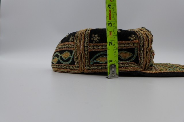 Vintage Myanmar Burma Beaded Embroidered Velvet Hand Made Caps Black & Gold (2)