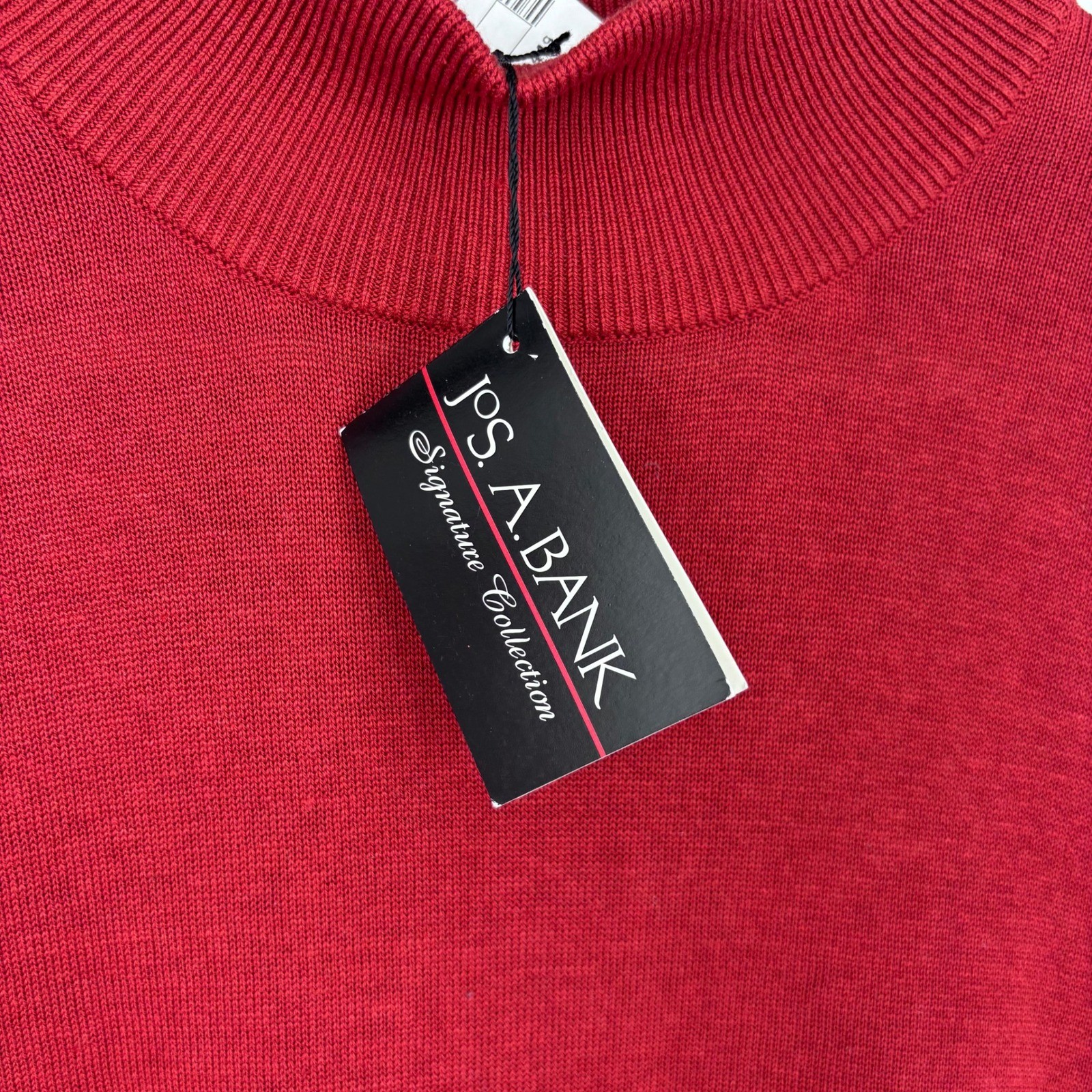 Jos A Bank Mock Neck Sweater Mens M Rust Red 100% Silk Signature Collection NEW