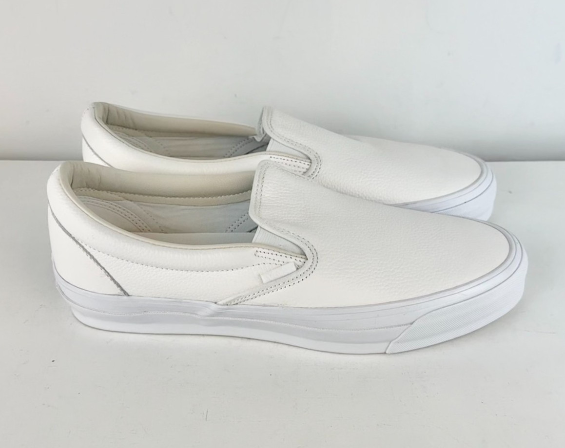 M11.5, W13 -VANS Premium Classic Slip-On Leather White Shoe -507452