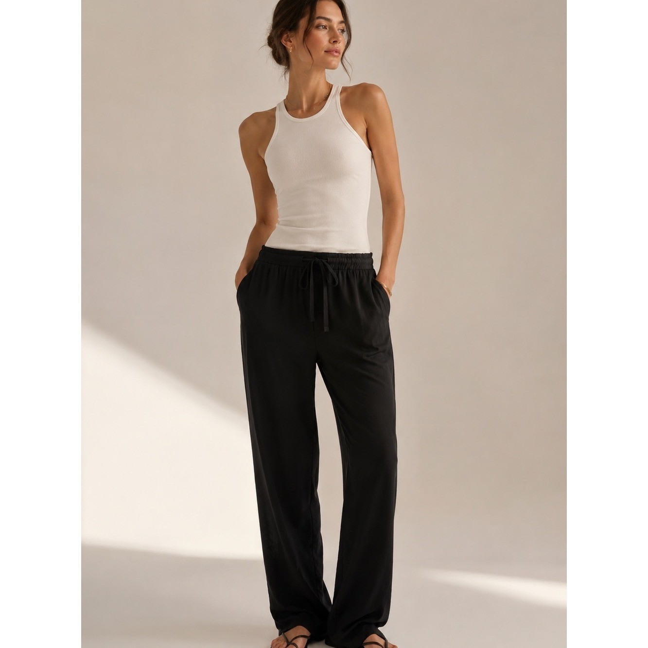 Ramy Brook Allyn Quietluxury Women’s Black Drawstring Lounge Pants