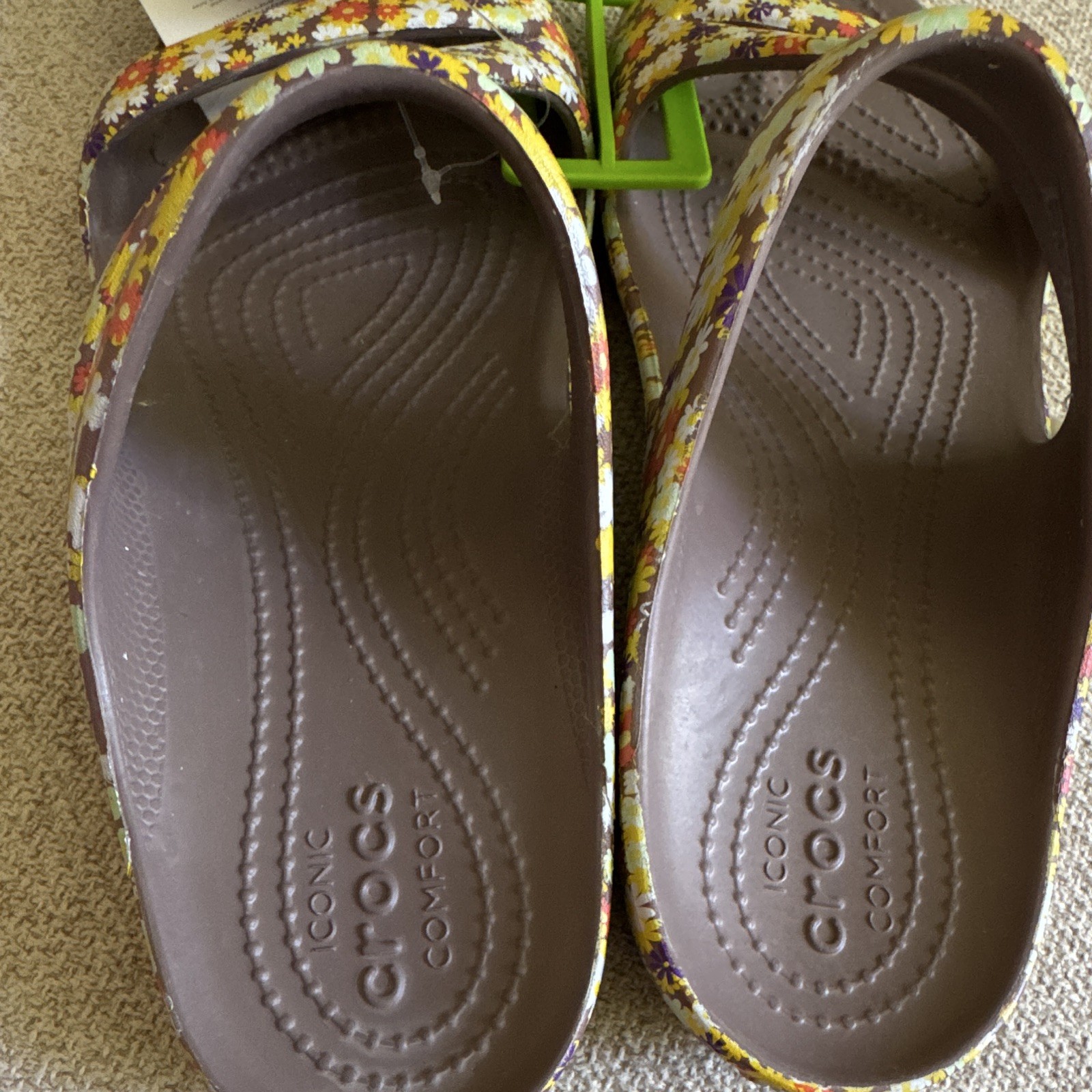 Crocs Kadee Strappy Sandals Retro Floral Brown/Multicolor Slip On US 9