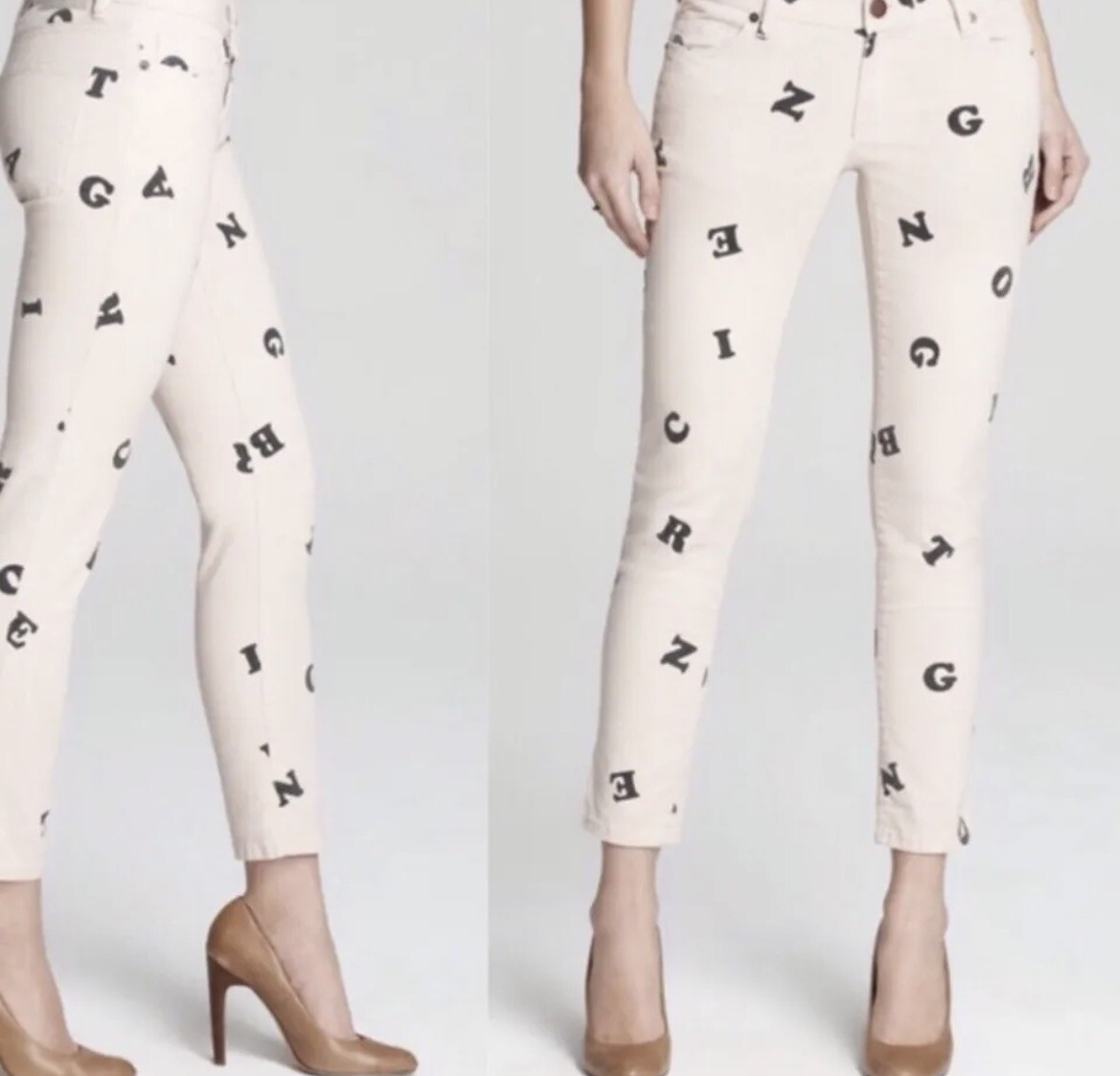 NWT BCBG letter print skinny jeans novelty ABC alphabet BCBGeneration Jasper 23”