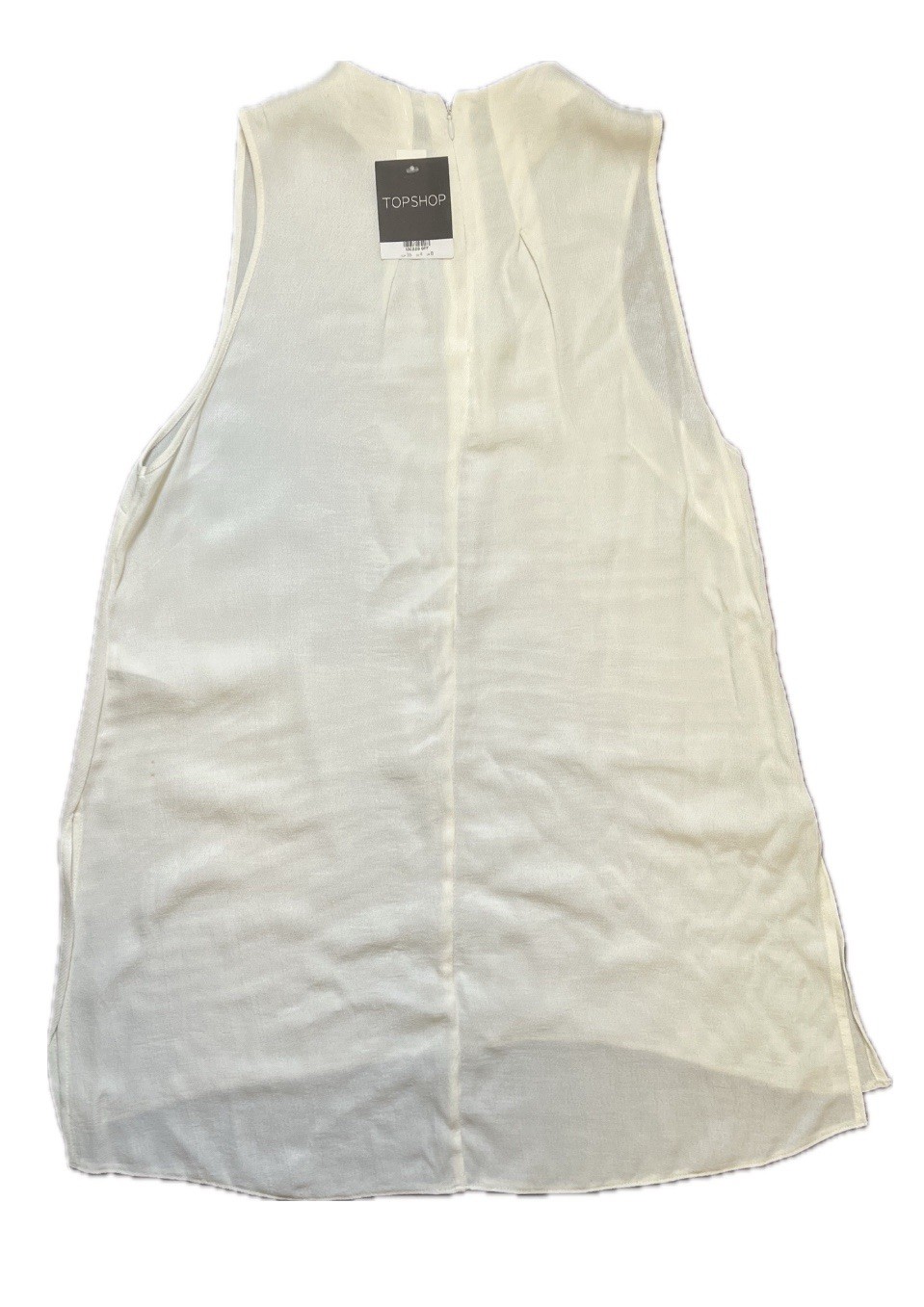 NWT Topshop White Sleeveless High Low Hem Tunic Tank Top UK 8 US 4