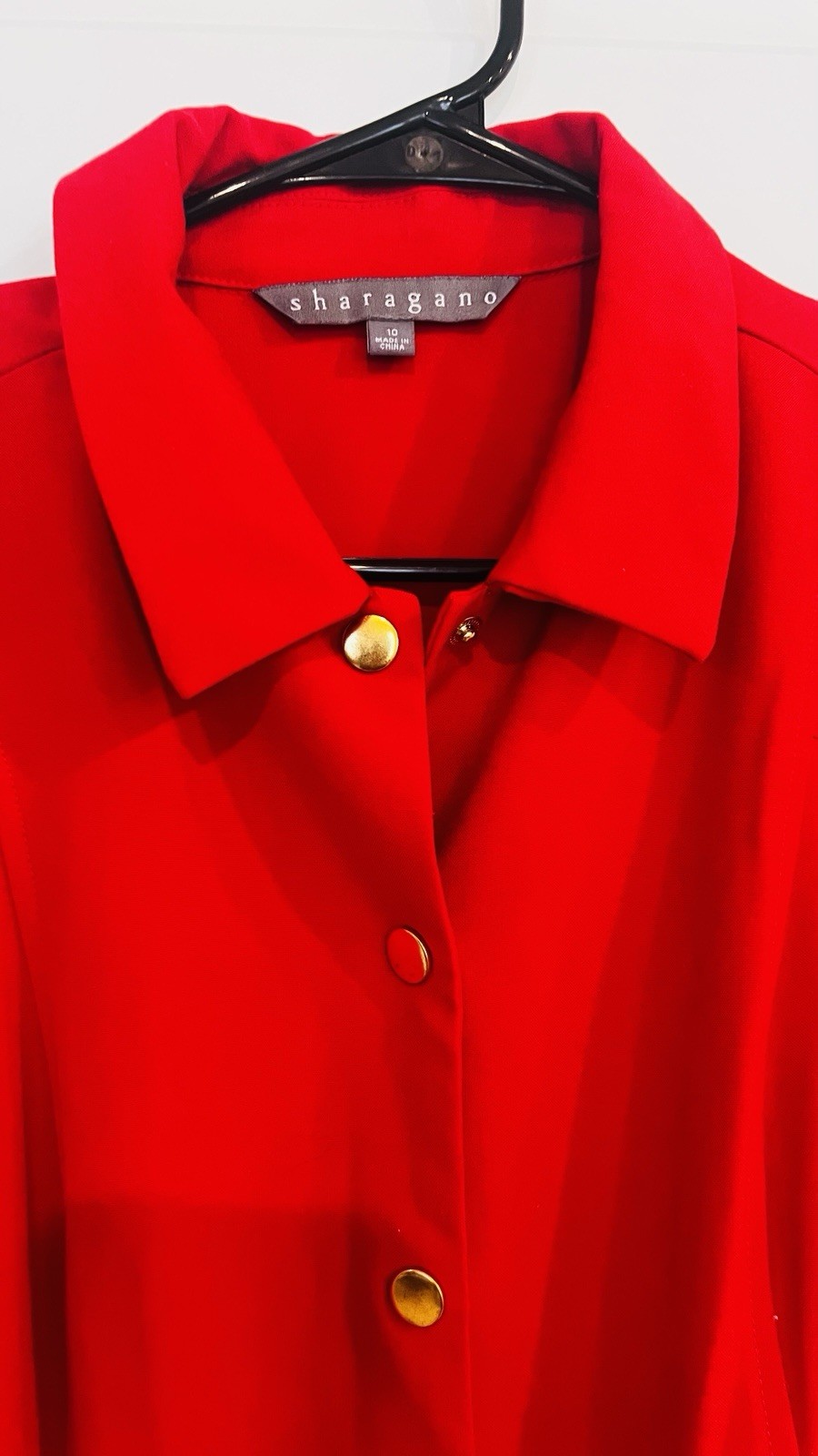 Sharagano Red Utility Zip Belted Women’s Shirt Dress Size 10