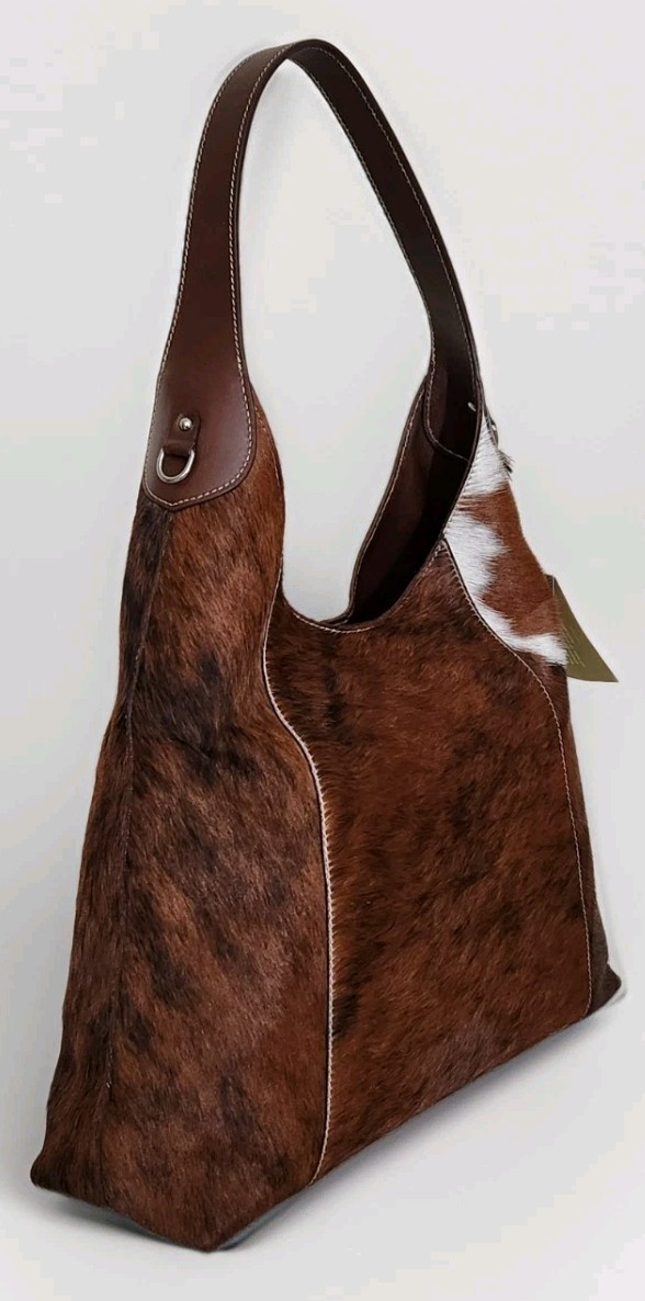 🌞CAVALCANTI ITALIAN DESIGNER HAIR CALF BROWN COWHIDE LEATHER LG HOBO BAG🌺NWT!