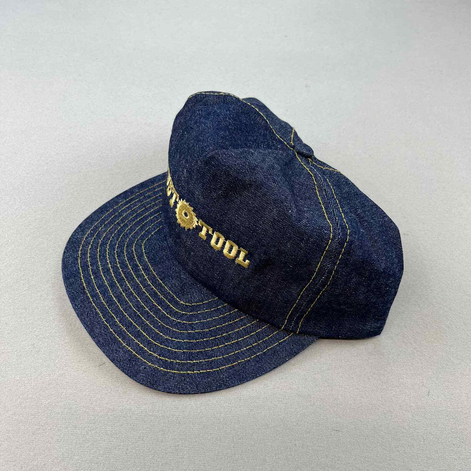 Vintage Post Tool Snapback Hat Trucker Adult Blue Denim Construction Worker 90s