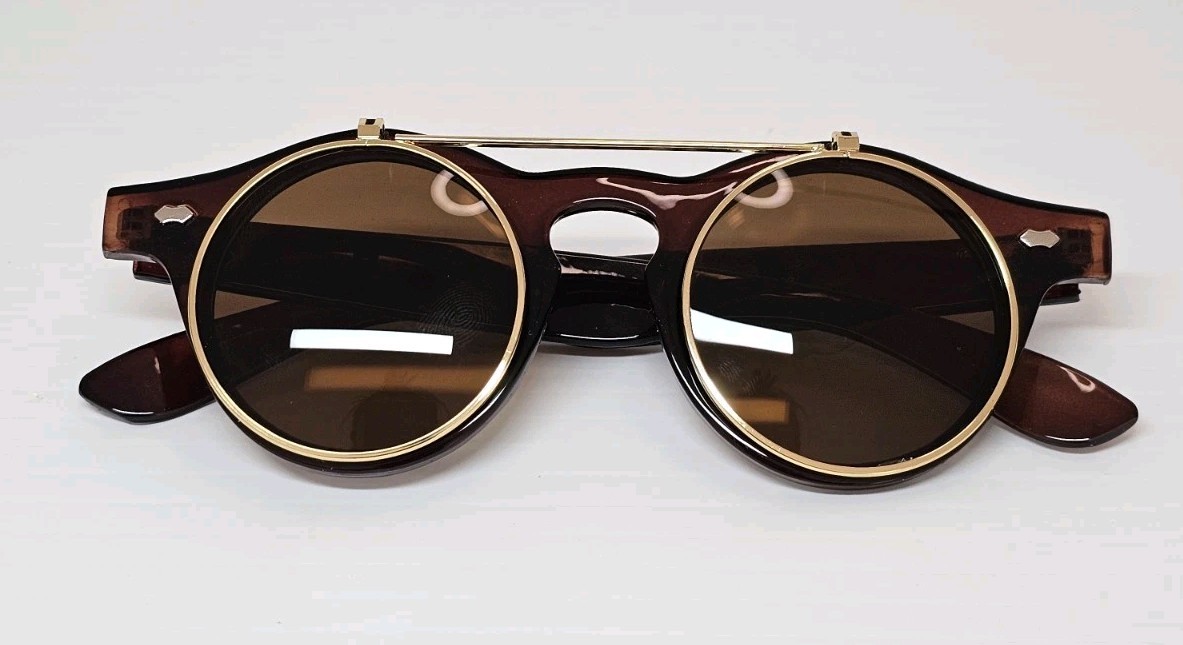 Trendy High Fashion Chic Flip Up Perfect Circle Round Sunglasses