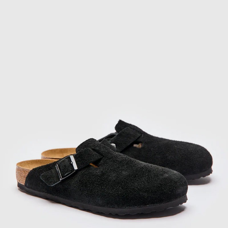 Birkenstock Boston Soft Footbed Suede Leather Black Unisex’s Casual Clogs Shoes