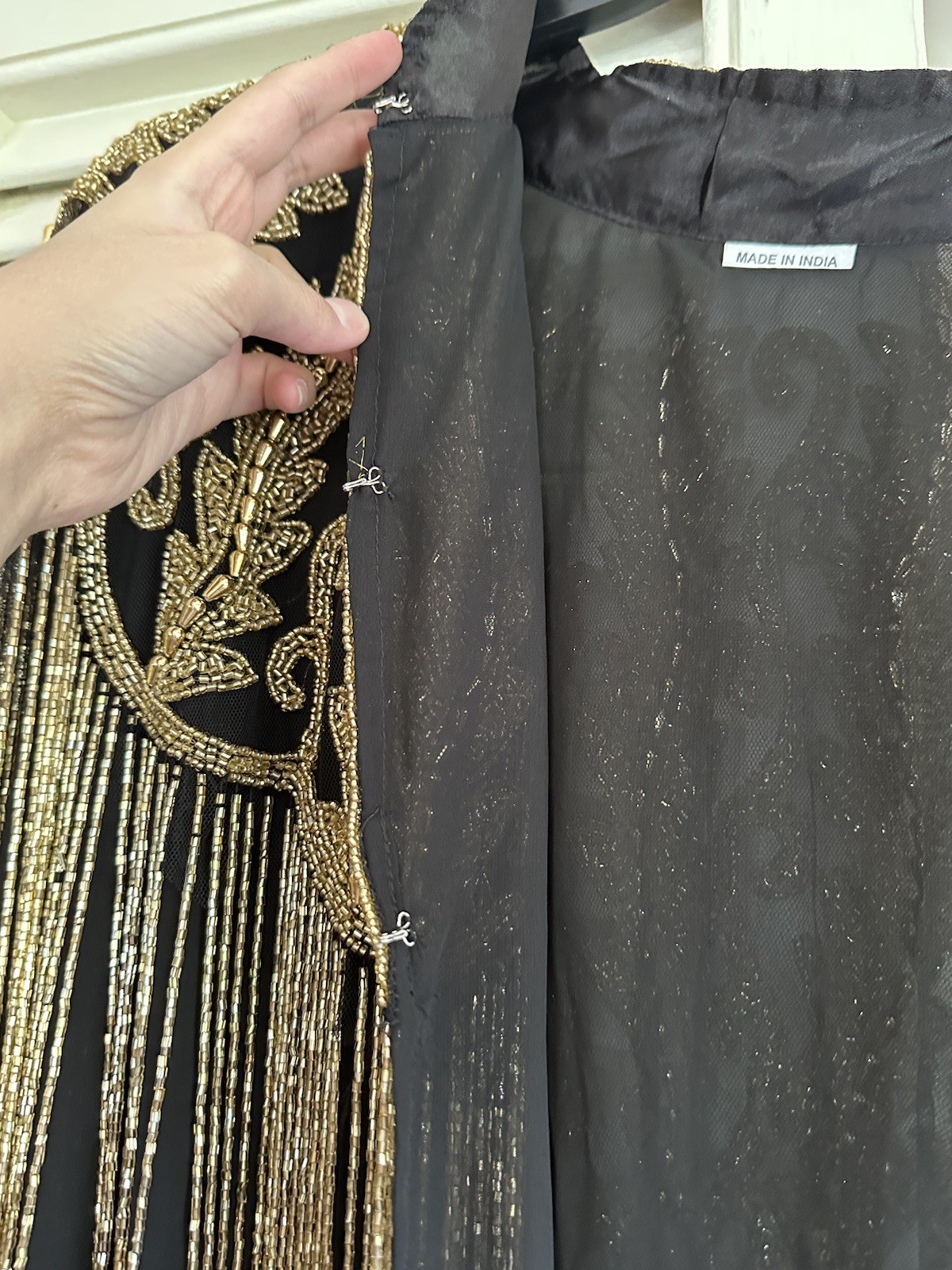 BRAND NEW Never Worn Dubai Modest Beaded Tasseled & Hanging Charms Black & Gold