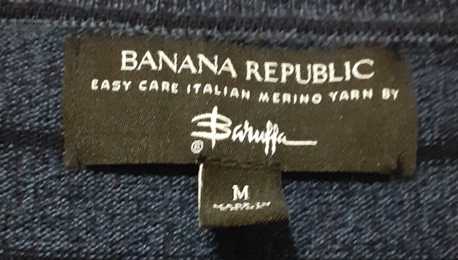 Banana Republic Men’s M 44-46 100% Extra Fine Merino Wool V-Neck Sweater;Baruffa