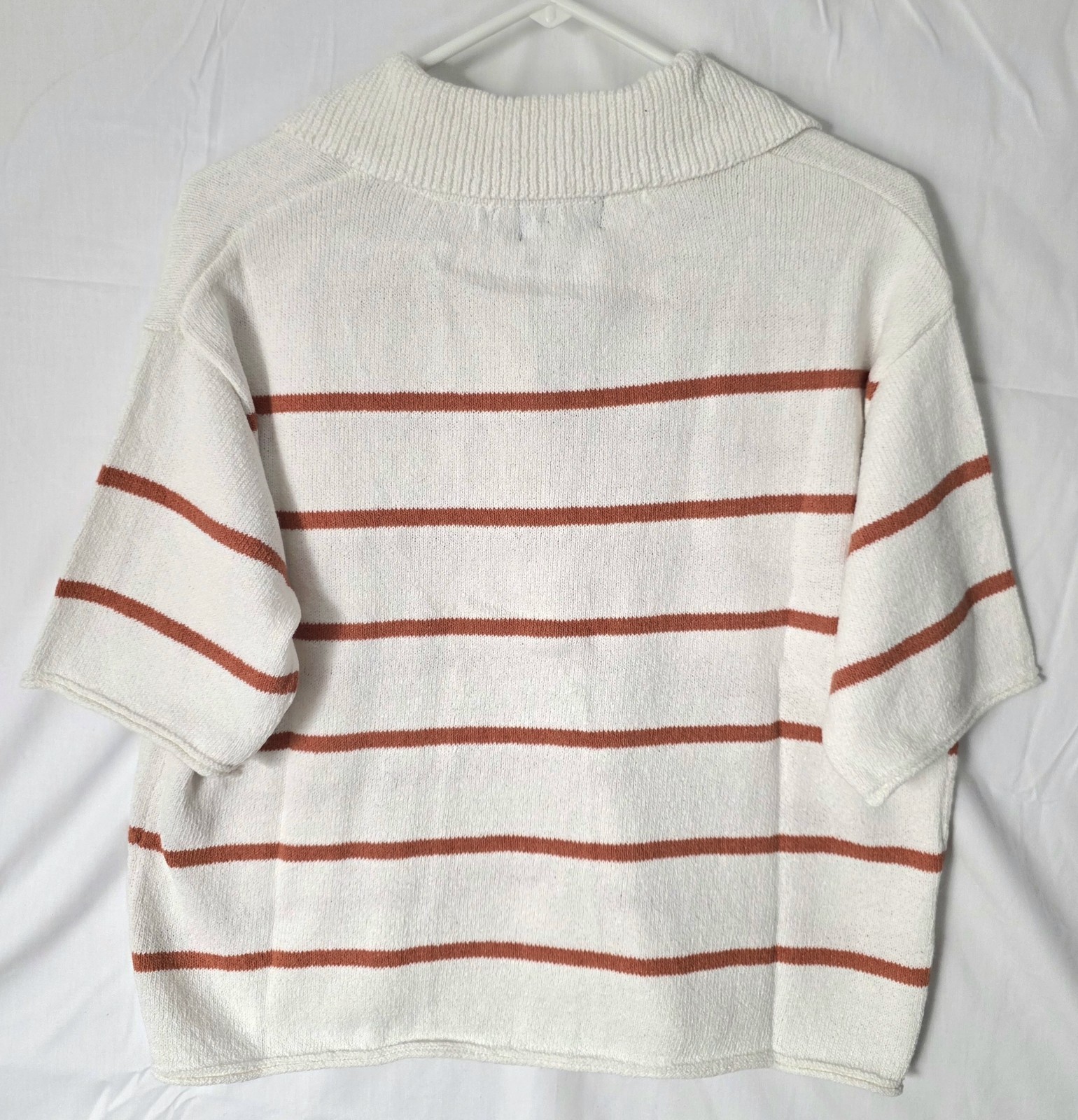 Moonlitx Sweater Top Womens Large Knit Orange Striped 80/20 Cotton/Polyester
