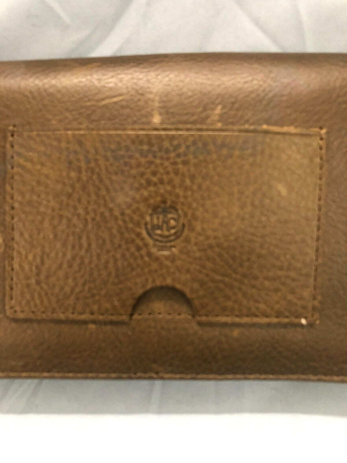 LIANCA CENTRAL Hong Kong BROWN LEATHER Brass Hardware CROSSBODY WALLET CLUTCH