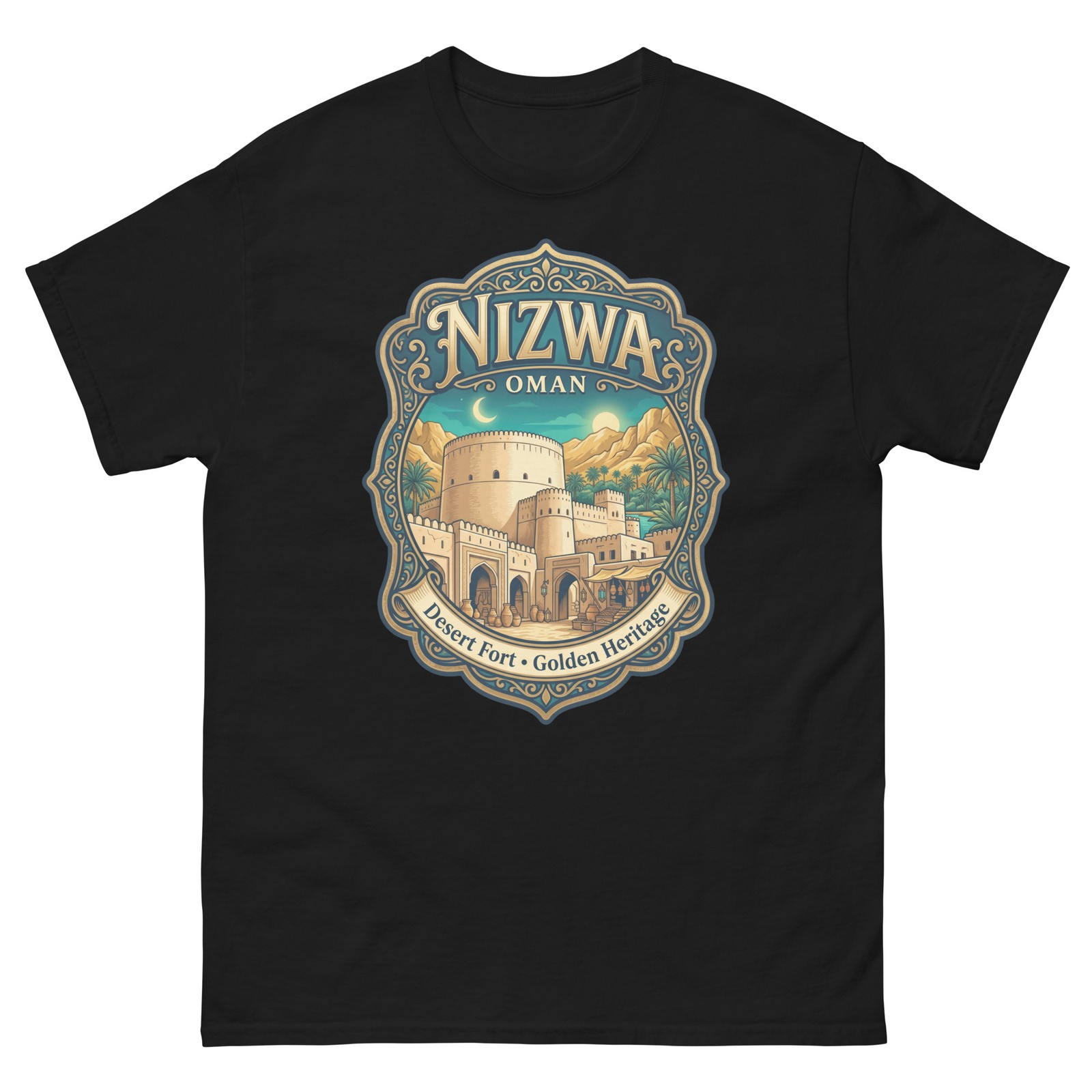 Nizwa Oman Desert Fort Graphic T-Shirt Unisex Travel Tee
