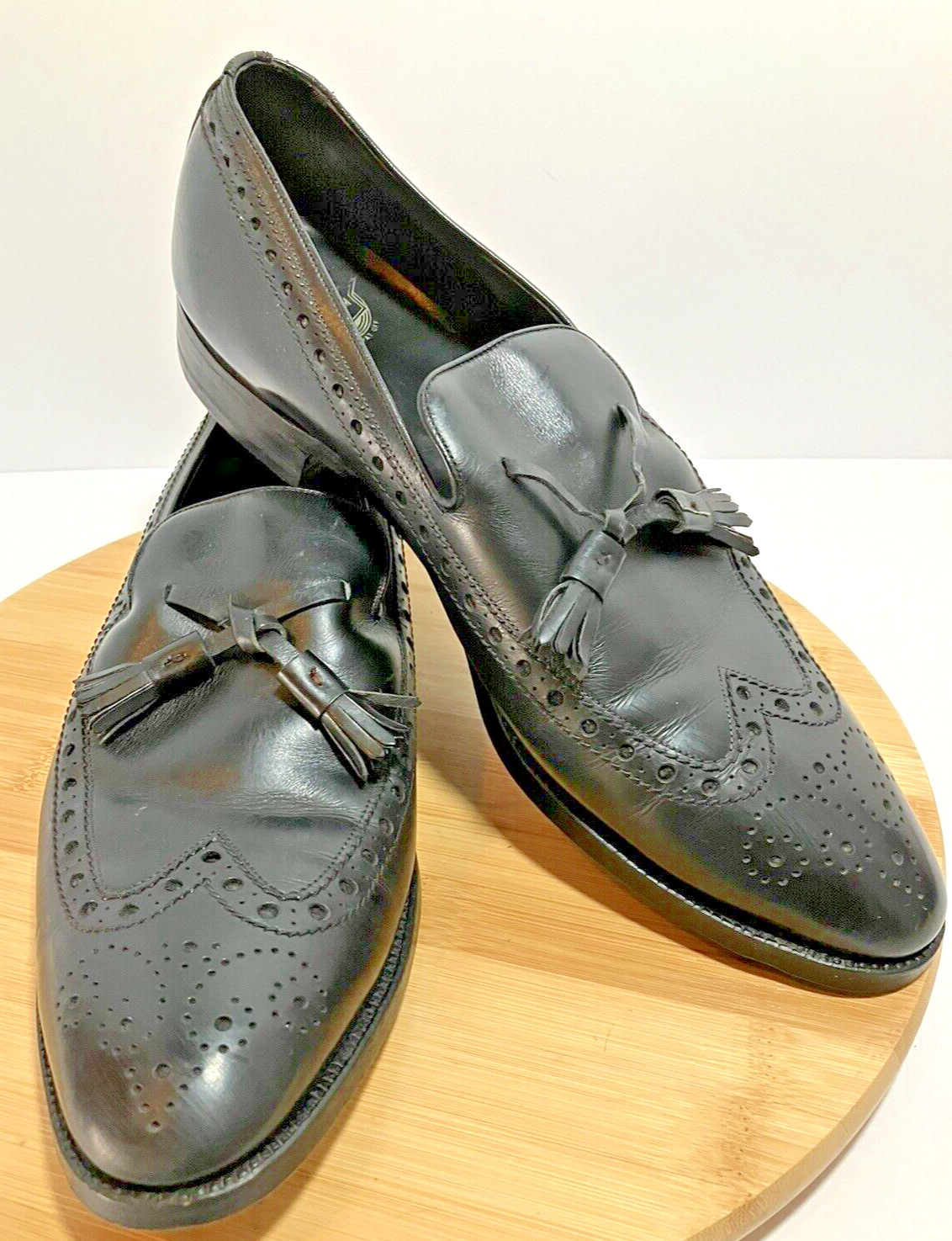 VTG Men’s FLORSHEIM Slip On Wingtip Tassel Loafers Black Leather 913306 SZ 11 C