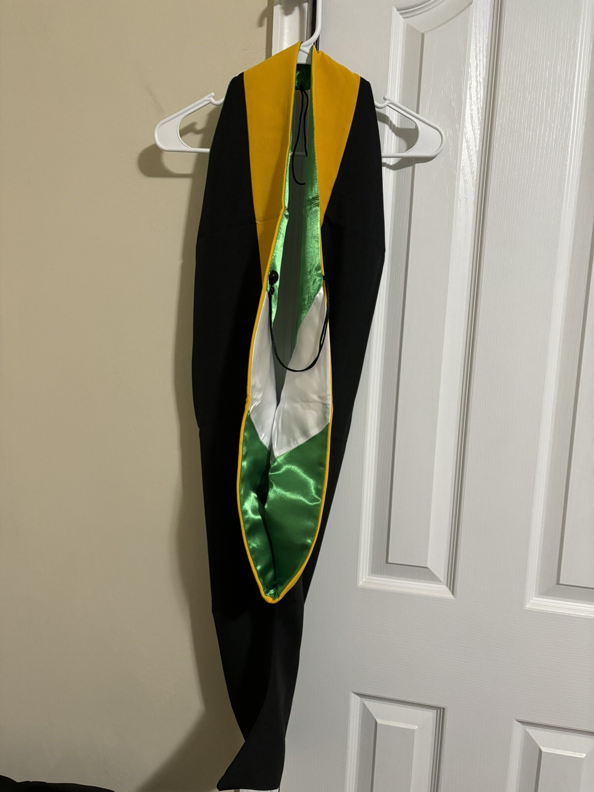 Graduation Master Hood for Science (Golden Yellow) -green/white, NEW