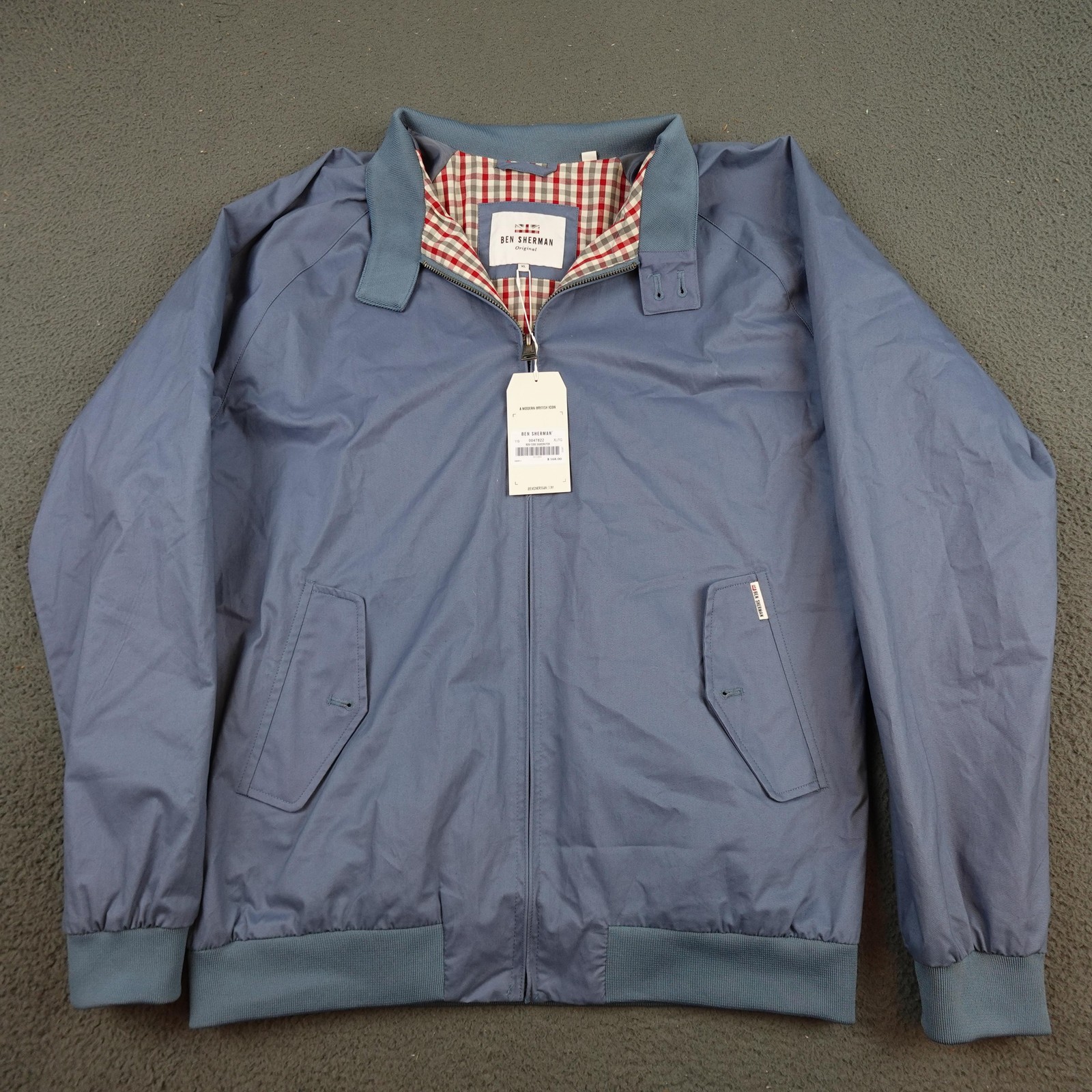 Ben Sherman New Core Harrington Jacket Mens XL Blue Windbreaker Full Zip 0047822